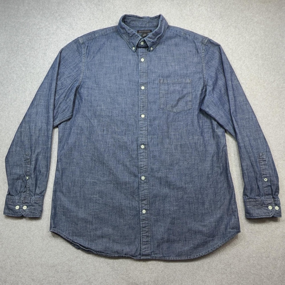 Banana Republic Chambray Shirt Mens 2XLT Blue Long Sleeve Button Tailored Slim